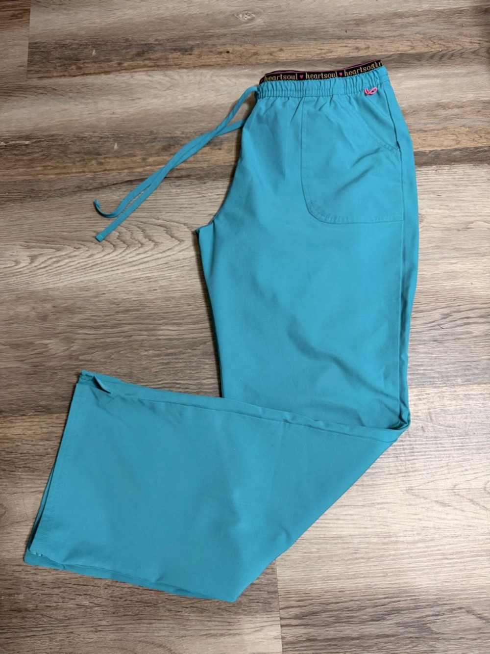 HeartSoul Women's Teal Elastic Drawstring Scrub Pants - Picture 5 of 8